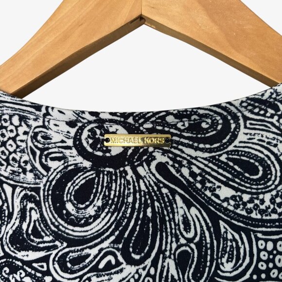 NWT Michael Kors Faux Wrap Midnight Blue Paisley Mini Dress Womens Size XS - Picture 14 of 15